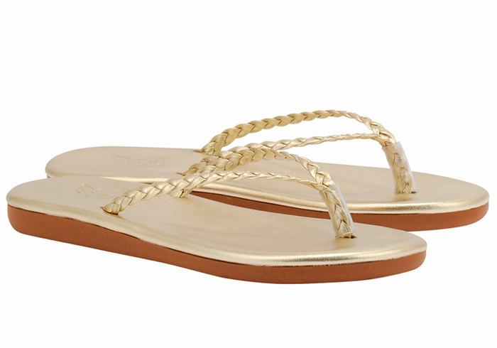 Ancient Greek Sandals Plage Flip Flop Gevlochten Sandalen Dames Goud Wit | VPD8337VQ