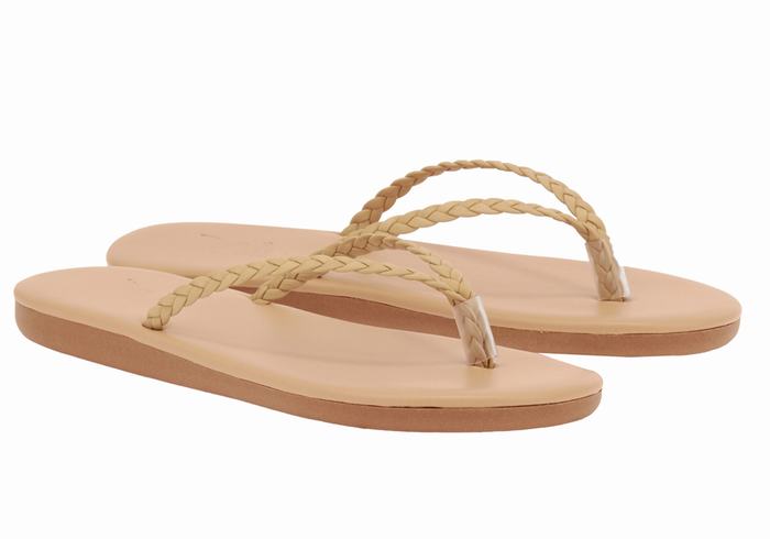 Ancient Greek Sandals Plage Flip Flop Gevlochten Sandalen Dames Beige | TOM2073WW