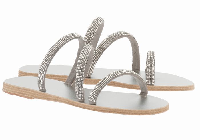 Ancient Greek Sandals Polytimi Diamante Schuifsandalen Dames Zilver | DPS5325JO