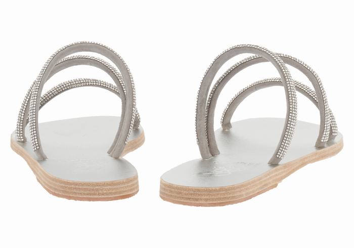 Ancient Greek Sandals Polytimi Diamante Schuifsandalen Dames Zilver | DPS5325JO