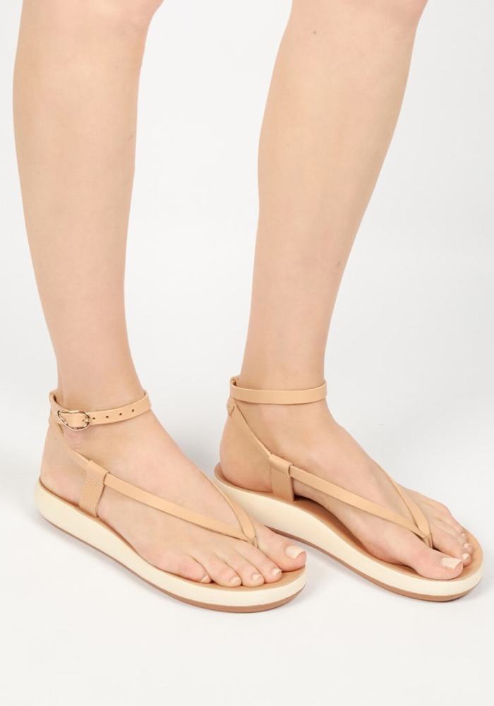 Ancient Greek Sandals Salomi Comfort Sandalen Met Enkelbandje Dames Beige | EMU2454FL