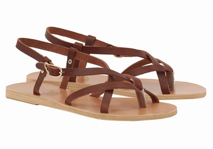 Ancient Greek Sandals Semele Leather Achterband Sandalen Dames Koffie | IGK166FU