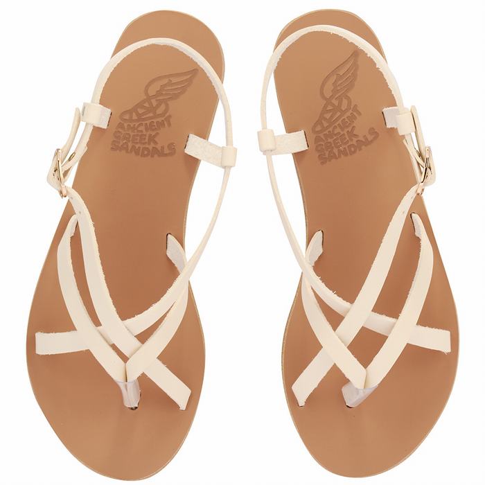 Ancient Greek Sandals Semele Leather Achterband Sandalen Dames Wit | PVR8686WB