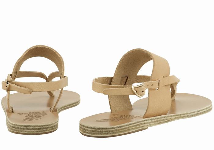 Ancient Greek Sandals Zoe Flip Flop Leather Achterband Sandalen Dames Beige | QUD6666JR